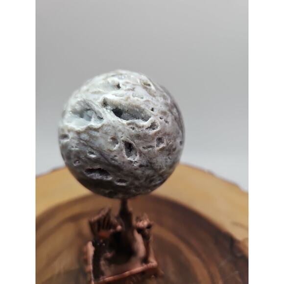 Druzy Ocean Jasper Sphere 62mm With Stand - Picture 8 of 10